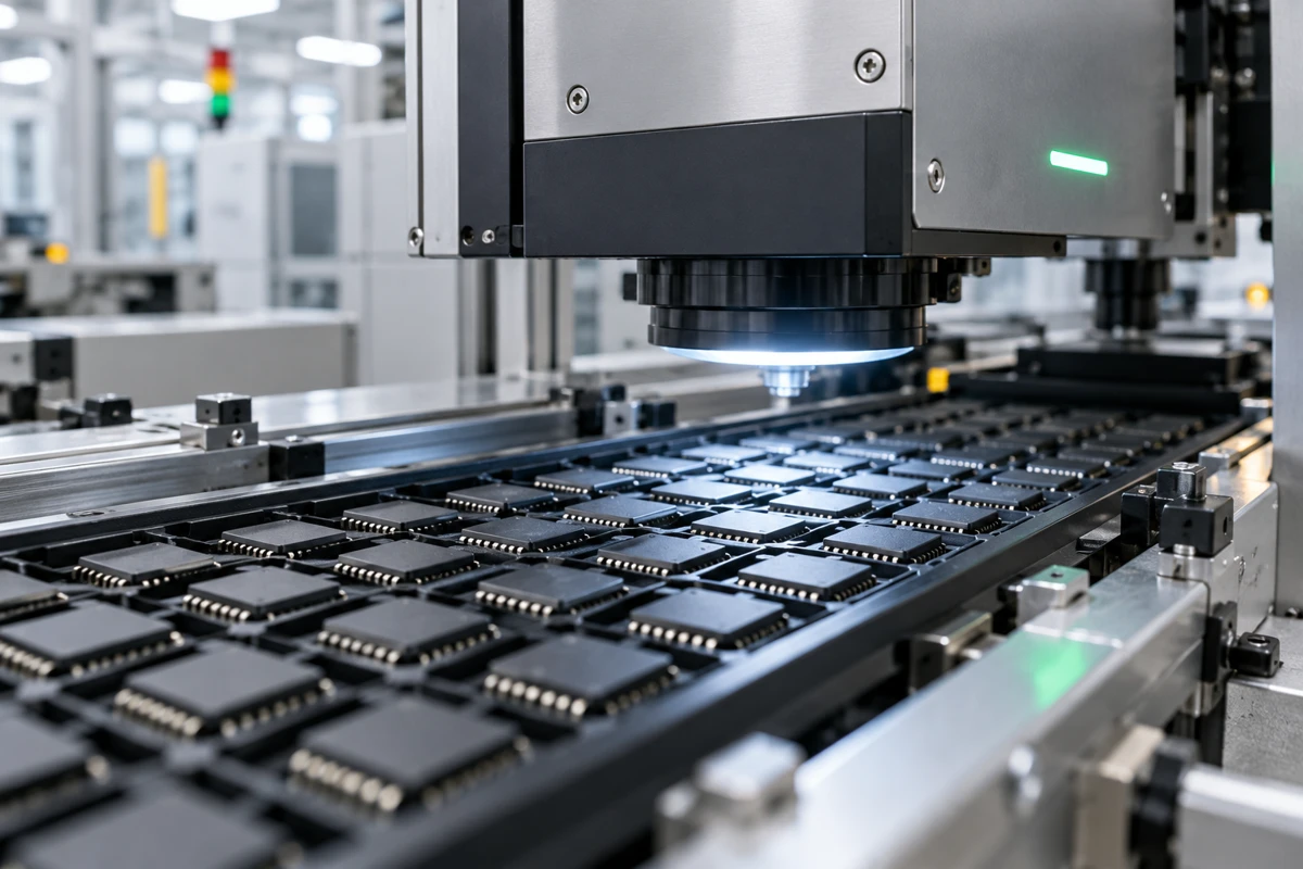 Semiconductor packages inspected on an automated production line