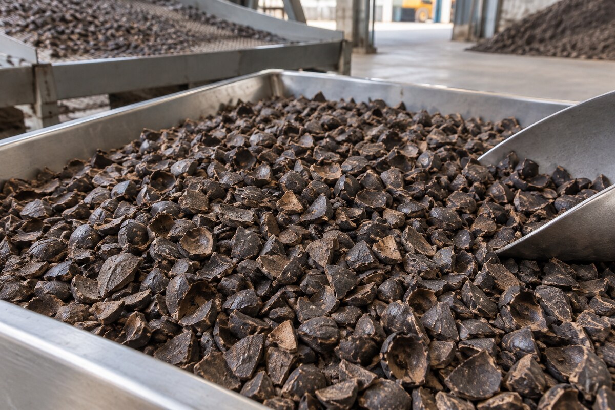 Palm kernel shells for biomass processing