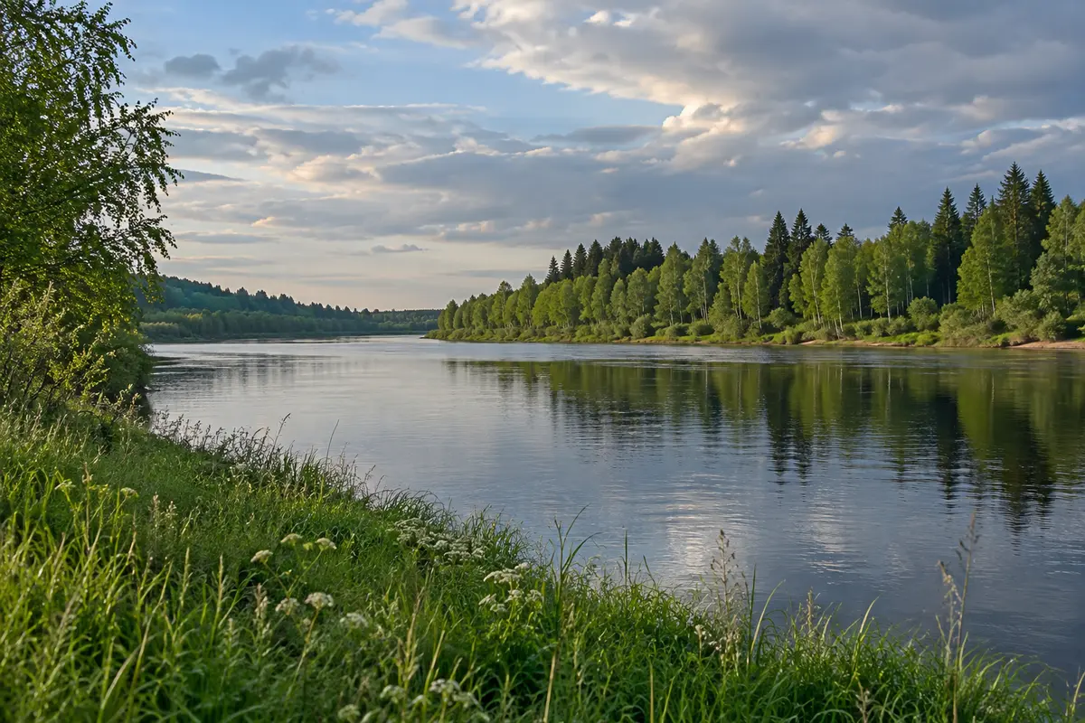 Udmurtia river and forest landscape Udmurtia river and forest landscape