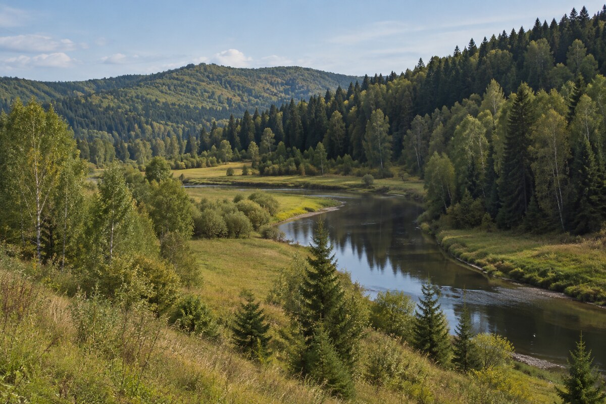 Forested valley in the Kemerovo region
