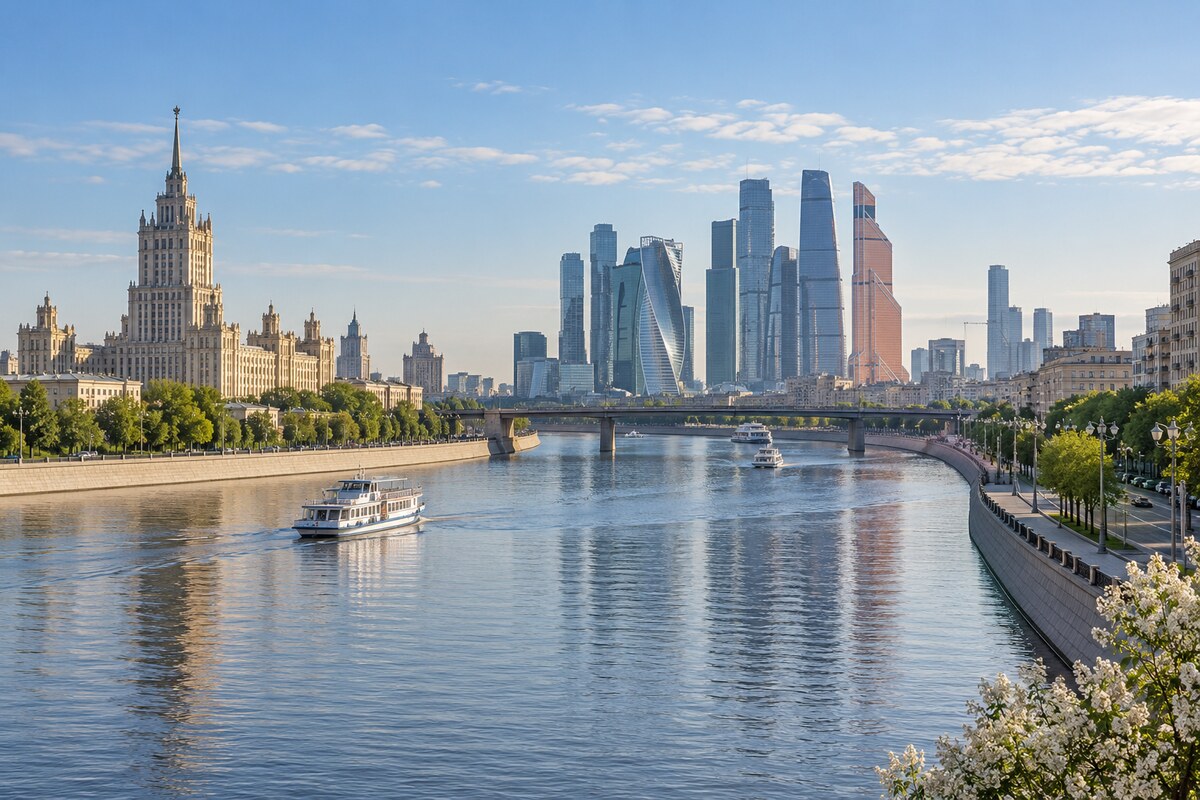 Москва и деловые кварталы Москва-река и городской деловой район