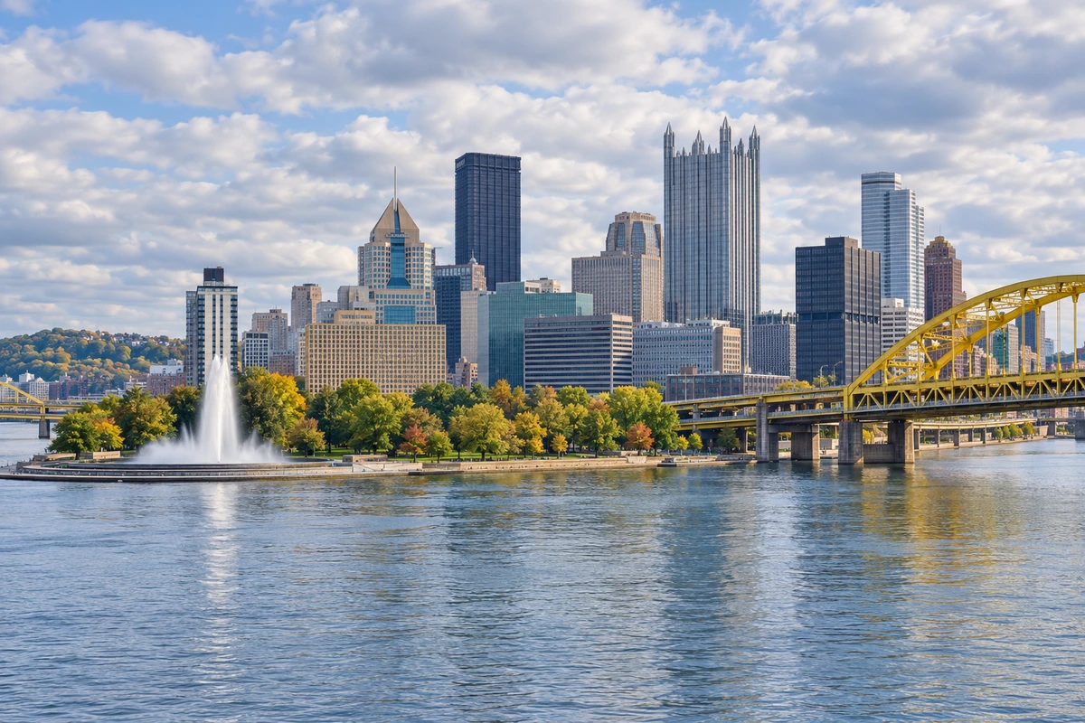 Pittsburgh waterfront Pittsburgh skyline beside the river