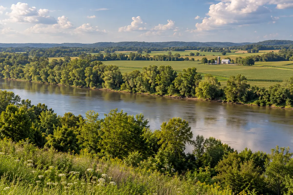 Indiana river and farmland