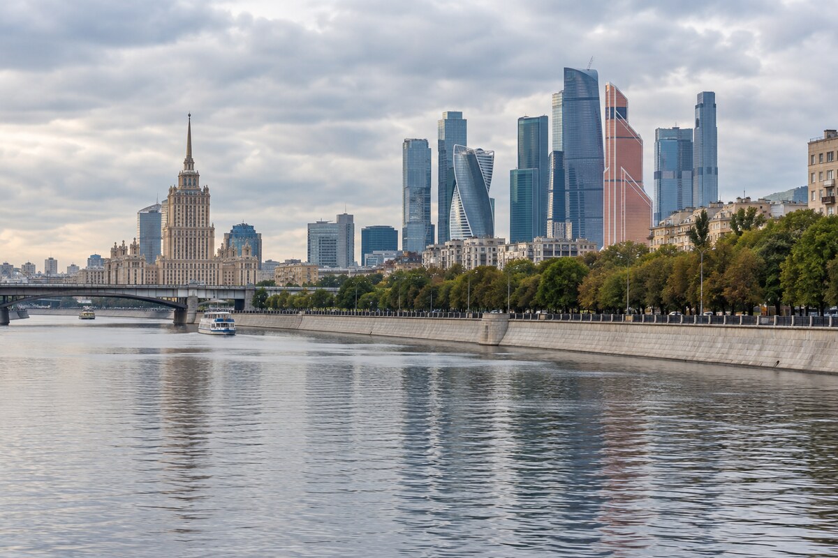 Moscow riverfront and business district